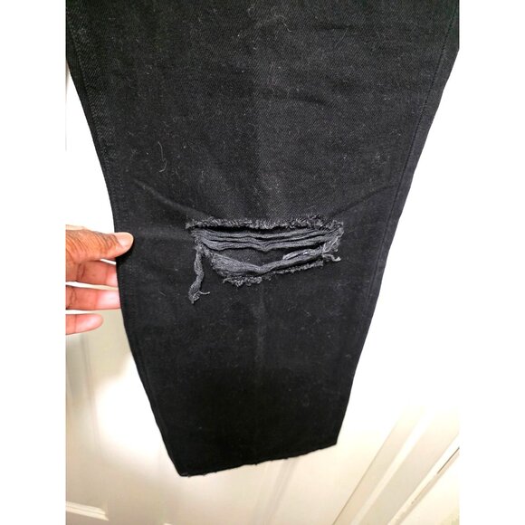 Express Womens Modern Straight Super High Rise Distressed Black Jeans Size 14S C - Picture 10 of 11